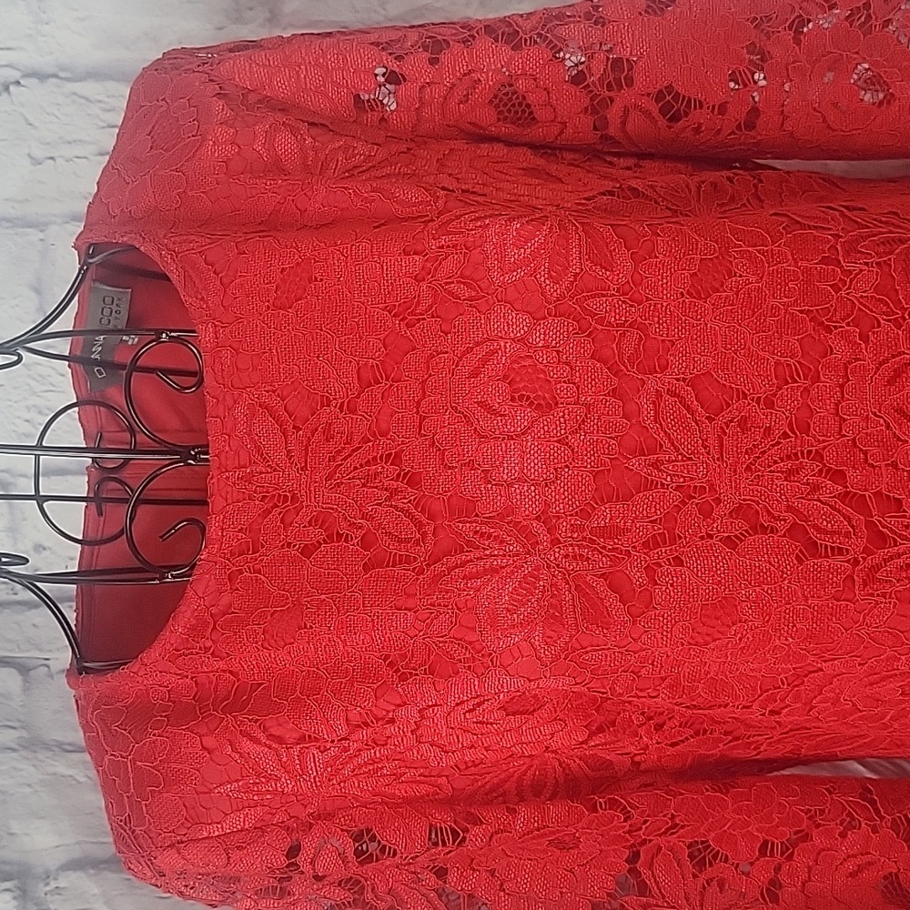DONNA RICCO Detailed Red Lace Dress Size 10 - Picture 2 of 8